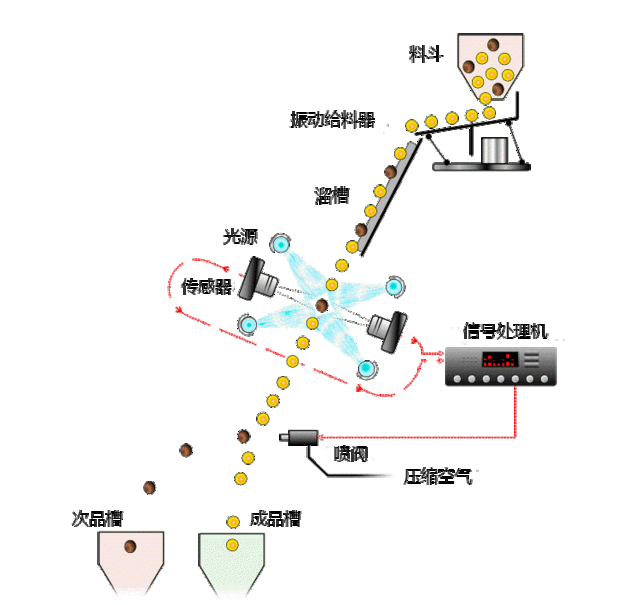 色選機工作原理動(dòng)態(tài)圖